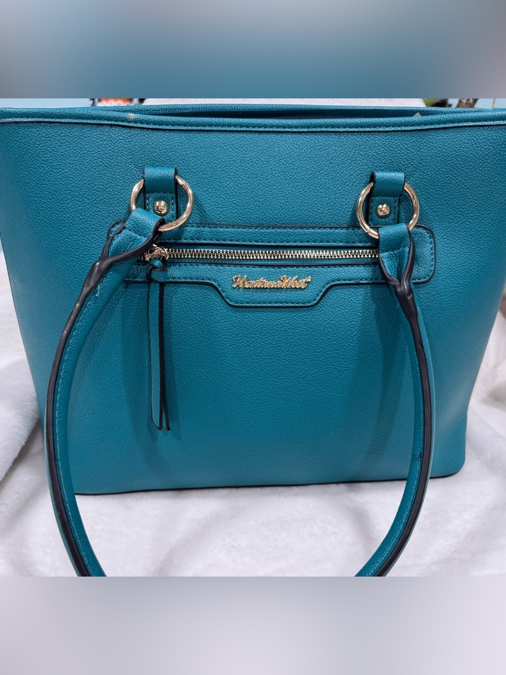 NWOT-Montana West Teal Tote Bag with Gold Accents